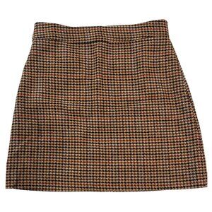 NWT J. Crew Houndstooth Wool Blend A-Line Mini Skirt Size 8